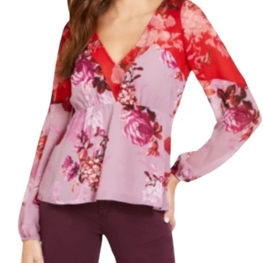 Guess Floral Sheer Blouse Size XL
